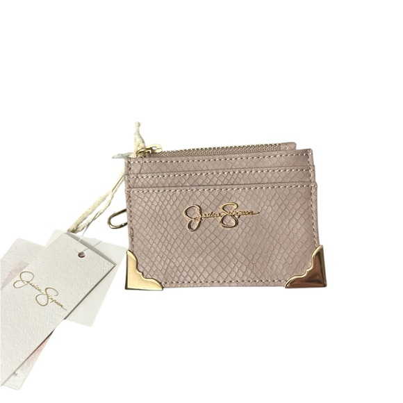 NWT Jessica Simpson Pink Card Holder gold accents very rare and cute - Picture 1 of 6